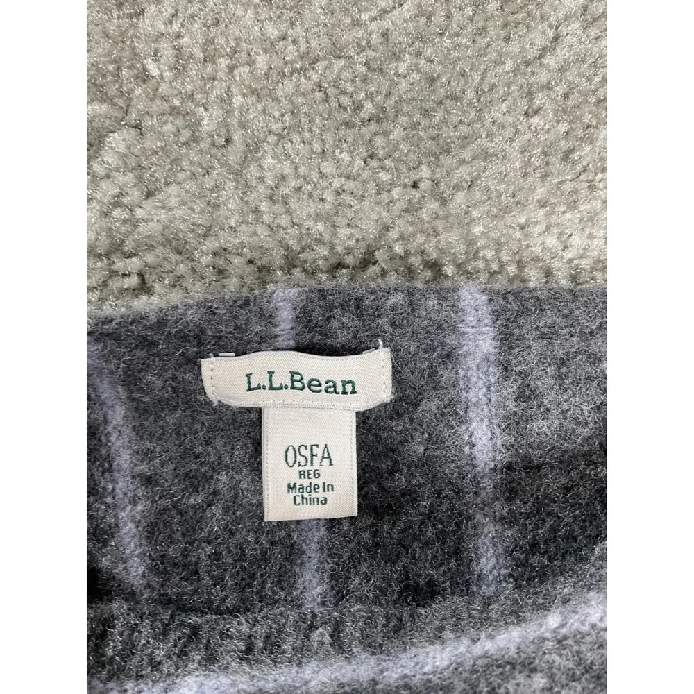 L.L.Bean Poncho Women OSFA Gray Striped Merino Wool Blend Knit Wrap Layer